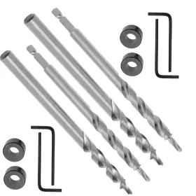 Setrovic 791590959945 3/8 Inch Pocket Hole Drill Bit With Depth Stop Collar 1/4 Hex Shank And Round