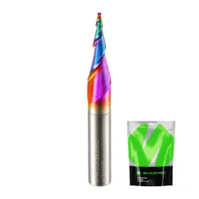 Sharpro 71-kl2h-w5dp Tapered Square Nose End Mill 1/4 Inch Shank 8 Degree 1mm Tip Quark Smooth Coated