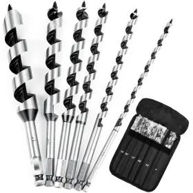 Sm009-6p Smjxtop 6pcs 9-inch Long Auger Drill Bit Set For Wood 1/4 Inch 3/8 1/2 5/8 3/4 1 Inc