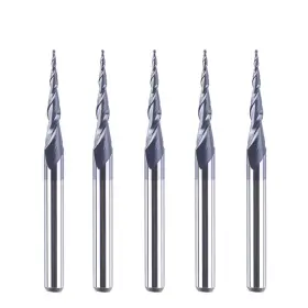 W01001 Spetool 5pcs Tapered Ball Nose Carving End Mill 1/8 Inch Shank 0.25mm Radius 0.5mm Diam W01001 Spetool 5pcs Tapered Ball Nose Carving End Mill 1/8 Inch Shank 0.25mm Radius 0.5mm Diam