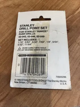 7617404069 Stanley 04-069 New Vintage Drill Point Set 1983 #2