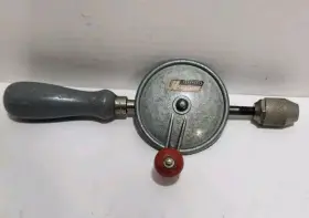 H1217 Stanley Handyman Eggbeater Hand Crank Drill Vintage Wood Handled Red Knob H1217 Stanley Handyman Eggbeater Hand Crank Drill Vintage Wood Handled Red Knob