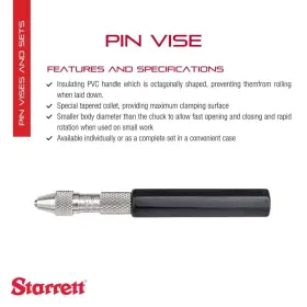 Starrett 049659506099 Pin Vise Set With Insulated Octagonal Handle Smaller Body White #2