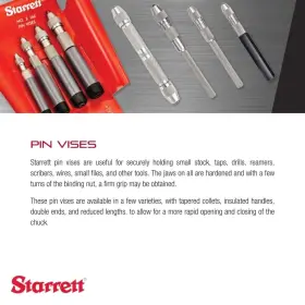 Starrett 049659506099 Pin Vise Set With Insulated Octagonal Handle Smaller Body White #3