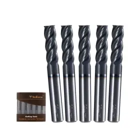 Sulfuras Sul-emm-4-1/4-5pcs 1/4 Inch Carbide Square Nose End Mill Set 5 Pcs 4 Flute Cnc Bits Tools Fo