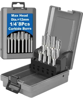 Sworker Da8mg 8pcs Carbide Burr Set 1/4 Shank With Grey Box Max Head Dia 12mm Die Grinder Bits