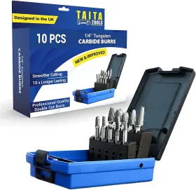 4-10pc-carbur Taitatools 1/4-10pc-carbur 10pc Carbide Burr Set 1/4 Inch Shank Tungsten Double Cut Rotary Die Gri... Fast Ship
