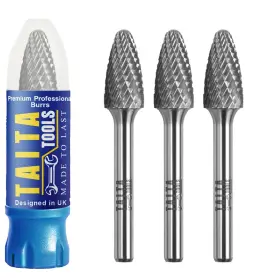 4-sf-3 Taitatools 1/4-sf-3 Carbide Burr 1/4 Inch Shank Sf-3 Tungsten Double Cut Rotary Die Grinder Bits - C