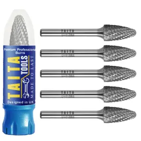 4-sf-5 Taitatools 1/4-sf-5 Carbide Burr 1/4 Inch Shank Sf-5 Tungsten Double Cut Rotary Die Grinder Bits - C