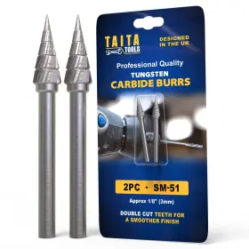 Sm-51-0.118 Taitatools Sm-51-3x6 Carbide Burr 2x Double Cut Inch 3mm Shank Rotary Tool Cutting