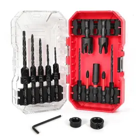 Tt0422 Tatamelon Countersink Drill Bit Set 15pcs Woodworking Bits With Plug Cutters Ad