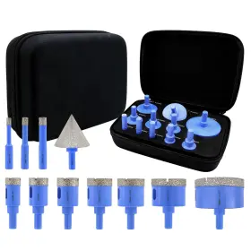 Tenstrol Tl2-e01405t402 Diamond Tile Hole Saw Kit - 11pcs 1/4ftft 5/16ftft 3/8 Inch 4/5ftft 1ftft 1-1/8 1-