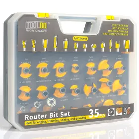 Tr139 Tooldo Router Bit Set 35 Pcs 1/4 Inch Shank Professional Kit For Diy Wo