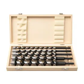 Tms00037 Toolmays 5-piece Auger Drill Bit For Wood Long Set Hex Shank 3/8-inch 12i Tms00037 Toolmays 5-piece Auger Drill Bit For Wood Long Set Hex Shank 3/8-inch 12i