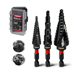 Tumax Tm24380 3 Pcs M35 Cobalt Step Drill Bit Set With Tialn Coating 1/4 Inch Hex Sh... Fast Ship
