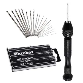 Uyt031209 Uayeatye Pin Vise Hand Drill With 20 Pcs Micro Twist Bits Set 0.3mm-1.6mm Manual