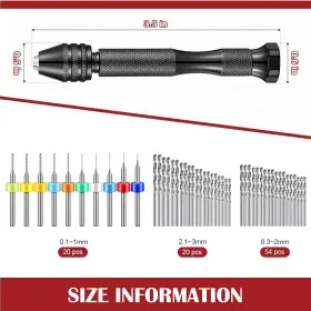 Ng-vinsot-218 Vinsot 95 Pieces Hand Drill Bits Set Black Pin Vise 74 Micro #2