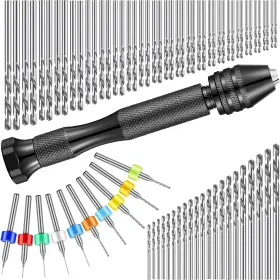 Ng-vinsot-218 Vinsot 95 Pieces Hand Drill Bits Set Black Pin Vise 74 Micro