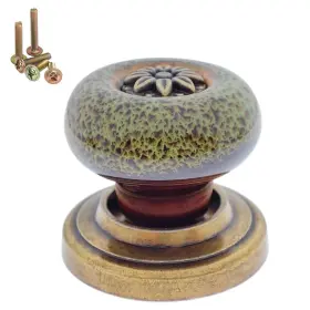 Wannianmu W183-192 10 Pack Retro Ceramic Knobs Vintage Dresser Leopard Kitchen Petal Cabinet Pu