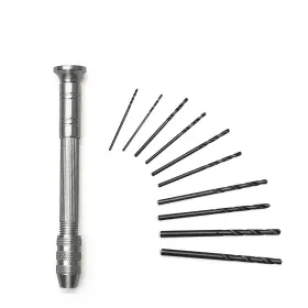 Weitari 765142197871 Hand Drill Bit Set 10pcs 0.8-3.0mm Micro Mini Twist Drills With Precision Ha
