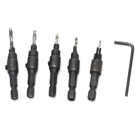 Weitari 765142199226 1/4-inch Drill Bit Set 5 Pieces Countersink Adjustable Professional Dr