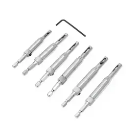 Weitari 765142199400 7pcs Self Centering Drill Bit With Hex Key Hinge Set Tools Hole Alignment Bi