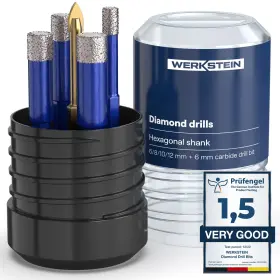 Ws-700 Werkstein Dry Diamond Drill Bits - 5 Pcs Set 1/4 Inch 5/16 3/8 1/2 Tile &