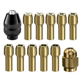 Yxccse Yxccsesku361436 12 Pcs Drill Chuck Collet Set Brass Tool Kit Keyless 1/32 Inch