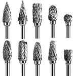 Double Cut Carbide Rotary Burr Set - 10 Pcs 1/8" Shank, 1/4" Head Length Tung.... Fixed Price $41.66.