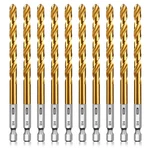Ubesths Titanium Twist Drill Set, 10 Pcs 1/4 Hex Shank High Sp.... Fixed Price $26.27.