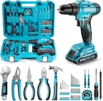 Seesii 190PCS Power Set With 21V Cordless Drill, Hand Toolbox Kit 2000MAH. Fixed Price $67.99.
