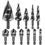 5 Pcs Four Spiral Flute Step Drill Set, 6 Countersink With.... Fixed Price $70.36.