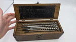 Antique Russell Jennings Auger Bits Wooden Box Complete Set 3 Tier. Fixed Price $88.00.