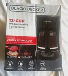 Black & Decker Coffee Maker 12 Cup Vortex Technology, Open Box New. Fixed Price $29.99.