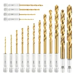 Amoolo Hex Shank Drill Bit Set, 16PCS Titanium Hss Twist Impact Fo. Fixed Price $23.95.