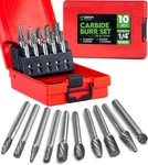 Carbide Burr Set 1/4" (6.35MM) Shank 10 Pcs Double Cut Die Grinder Bits. Fixed Price $72.64.