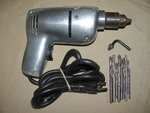 Vtg Shop-craft 9748 3/8" Electric Handdrill W/ Key & Bits. Fixed Price $19.99.