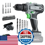 Lithitech Cordless Drill Set 20V Batteries Charger Electric 3/8-INCH Key. Fixed Price $63.78.