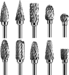 Double Cut Carbide Rotary Burr Set - 10 Pcs 1/8" SHANK,1/4" Head Length Tungsten. Fixed Price $18.84.