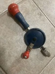 Vintage Stanley Hy-lo Crank Drill No. 03-222A Wood Handle Red Blue. Fixed Price $24.00.