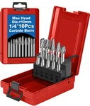 Sworker 10PCS Carbide Burr Set 1/4 Shank W/red Box Max Head Dia Xl, Case. Fixed Price $58.46.