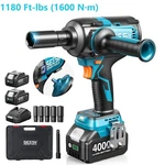 Seesii 1600 Nm 1/2 Cordless Electric Impact Gun Auxiliary Handle 2X4.0AH Battery. Fixed Price $98.99.